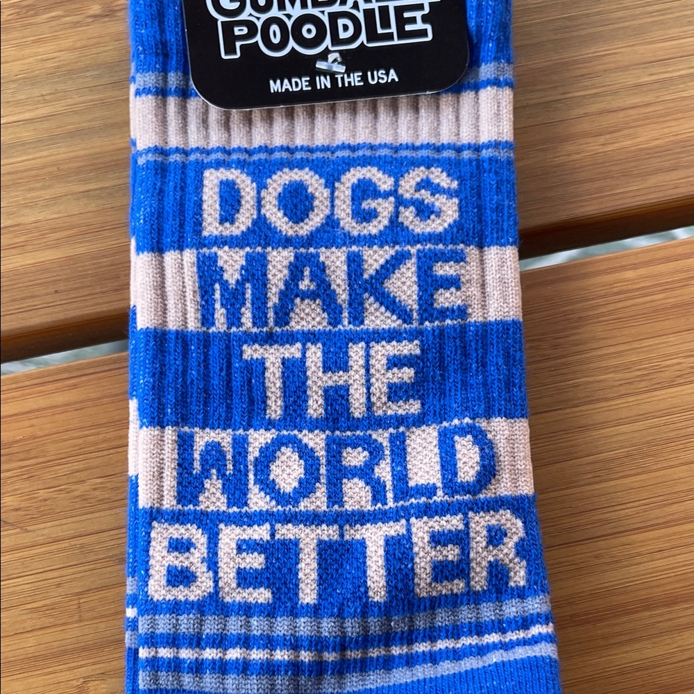 Gumball Poodle “Dogs Make The World Better” Crew Socks NWT Unisex - Picture 7 of 7